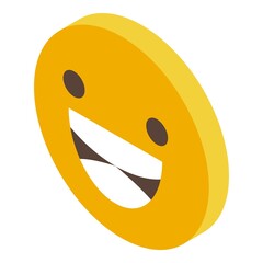 Happy face icon isometric vector. Smile emoji