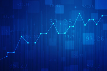 Business Growth graph on technology background, Futuristic raise arrow chart digital transformation abstract technology background. Big data and business growth currency stock and investment economy