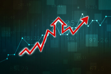3d rendering business graph and documents. Stock market chart. Business graph background, Financial Background
