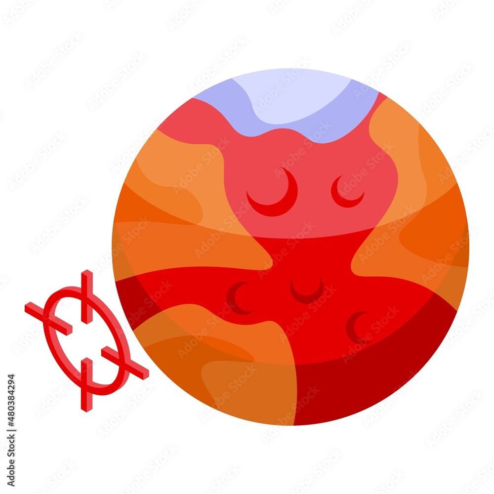 Poster space planet target icon isometric vector. game map