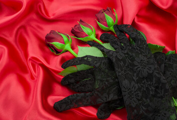 red  sexy background with black gloves for Valentines day