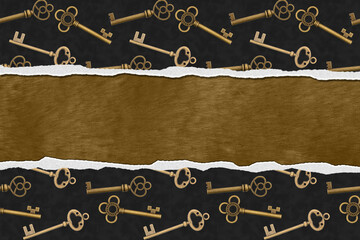 Key border skeleton key gold and black