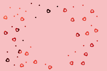 Pink background with red hearts. Valentine's day concept.