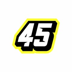 Racing number 45 logo design inspiration