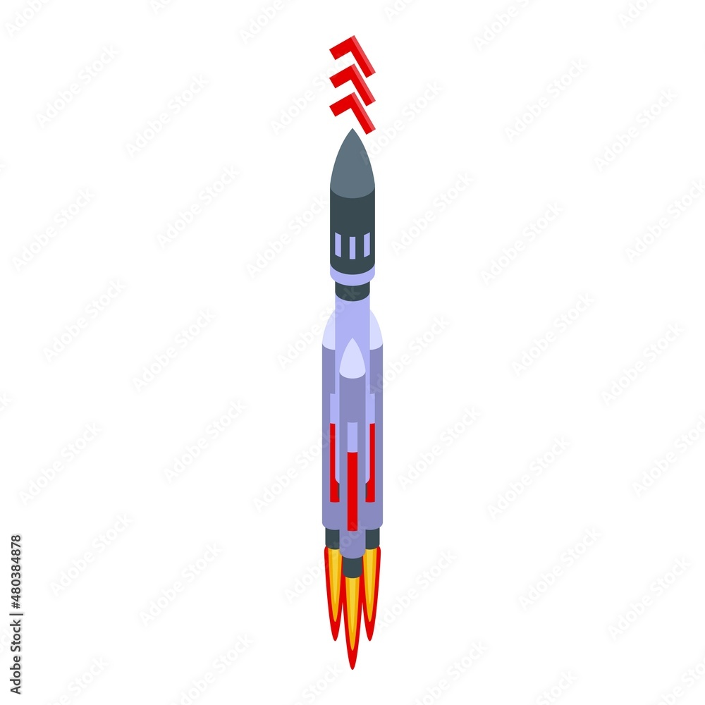 Poster fast launch rocket icon isometric vector. spaceship idea