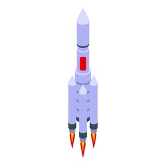 Launch rocket mission icon isometric vector. Start shuttle
