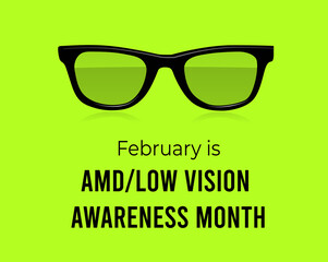 Low Vision Awareness Month. Illustration on green