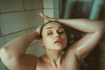 lifestyle shower moments of a young woman at home.