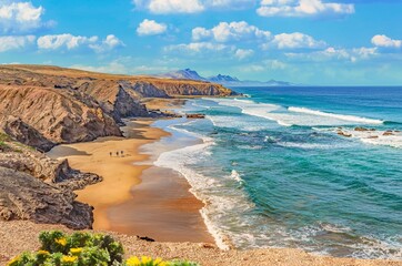 Atlantik Traumbucht an der Westküste von Fuerteventura Playa del Viejo Rey / Spanien	
 - obrazy, fototapety, plakaty