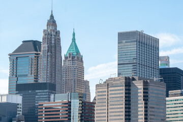 Fototapeta na wymiar Skyscrapers in the city of Manhattan new york, panoramic view of the city. 
