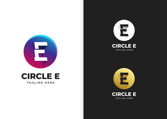 Letter E logo vector illustration with circle shape design