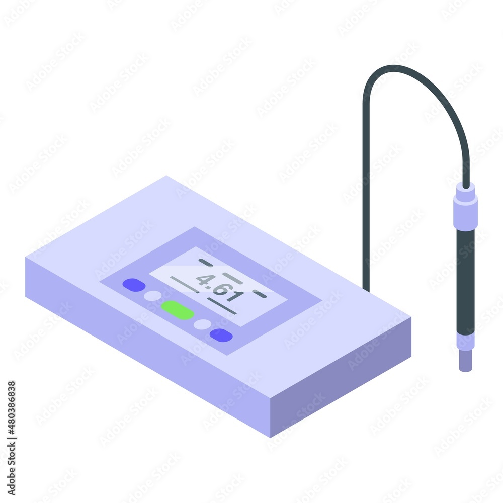 Poster ph meter tester icon isometric vector. test value