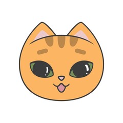 Portrait of a cute happy cat. Vector flat illustration isolated on white background