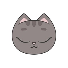 Portrait of a cute sleeping cat. Vector flat illustration isolated on white background