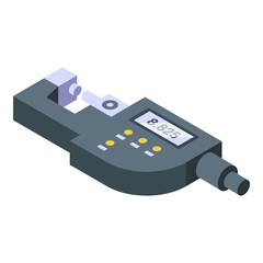 Steel micrometer icon isometric vector. Digital ruler