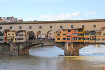 Fototapeta na wymiar Arno river in Florence Old town, Italy 