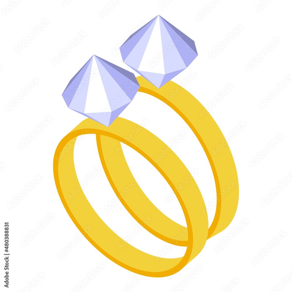 Wall mural Marriage rings icon isometric vector. Gold ring - Wall murals