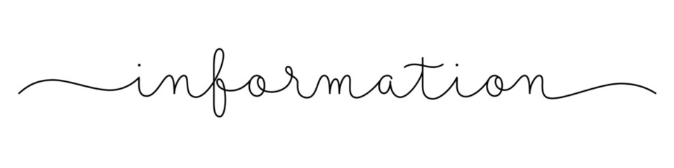 INFORMATION black vector monoline calligraphy banner with swashes