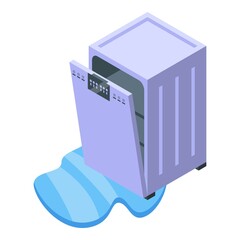 Broken dishwasher icon isometric vector. Kitchen repair