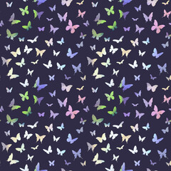 Seamless pattern, colorful butterflies, gradient, appliqué.