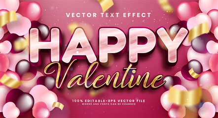 Happy valentine editable text style effect. 3D valentine text suitable for romantic or valentine themes.