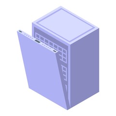 Plastic dishwasher icon isometric vector. Kitchen repair