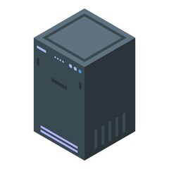 Black dishwasher icon isometric vector. Repair machine