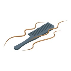 Curly hair comb icon isometric vector. Brush object