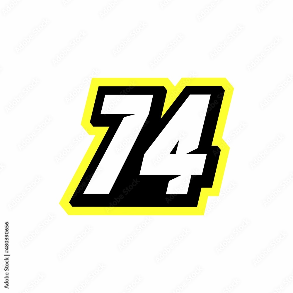 Sticker racing number 74 logo design inspiration