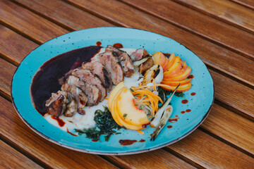 grilled meat with vegetables