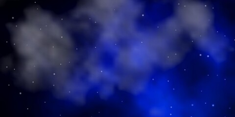 Dark BLUE vector background with small and big stars. Colorful illustration in abstract style with gradient stars. Pattern for websites, landing pages.