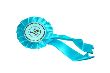 A Vintage Winner Rosette Prize Badge for Best in Show or Winng a Race of Award on White Background