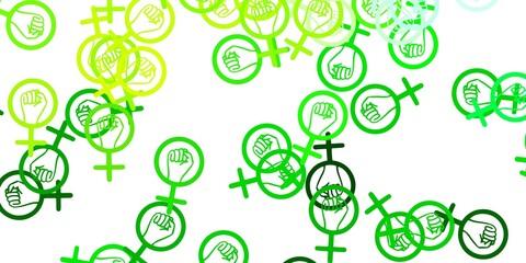 Light Green, Yellow vector template with businesswoman signs.