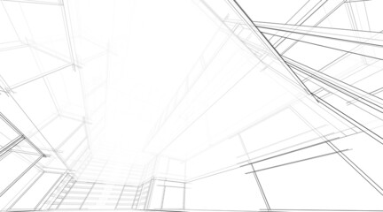 architectural sketch of a building 3d drawing