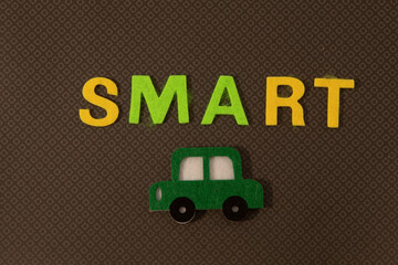green car on a broun background