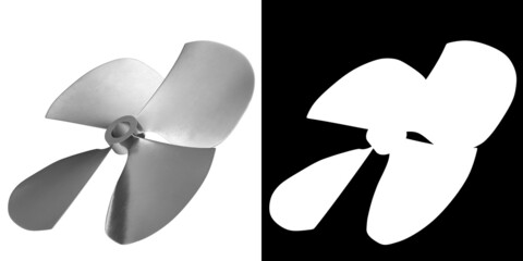 3D rendering illustration of a four blades propeller fan