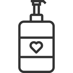 Vector gel alcohol outline icon, covid protech and love symbol 64x64 Pixel, white background