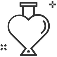 Vector love bottle outline icon, sign and love symbol 64x64 Pixel, white background
