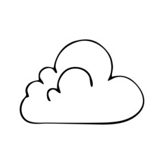 The weather is cloudy. Vector doodle cloud. Hand drawn meteorological forecast symbols. Thin line web design icon.