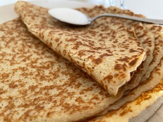 crepes et sucre gros plan