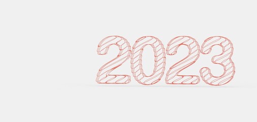 Fototapeta premium year 2023. 3D illustration numbers isolated white background