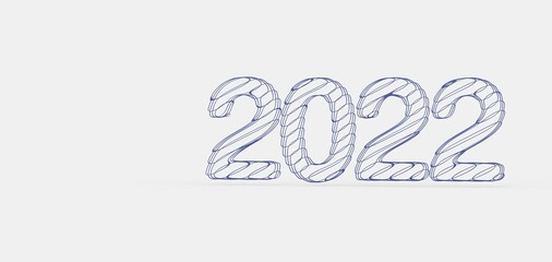 Fototapeta premium year 2022. 3D illustration numbers isolated white background