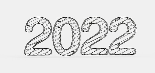 Typography design of 2022 with 3d style design