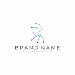 Abstract network connection icon logo design. Premium vector illustration.