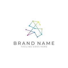 Naklejka premium Abstract network connection icon logo design. Premium vector illustration.