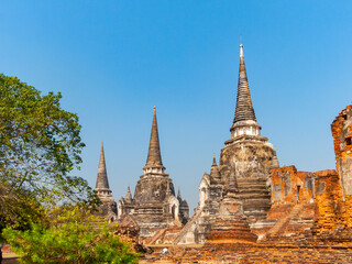 Fototapeta premium famous temple area Wat Phra Si Sanphet in the Royal Palace in Ayutthaya