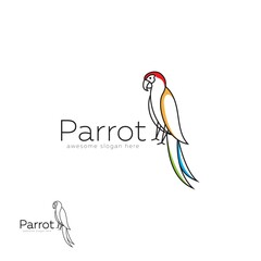 parrot bird logo, line art parrot vector, modern bird,icon, minimalist,template © nurcreatedesign