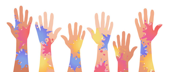 Rainbow Color hand arm diversity community 