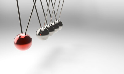3d rendering. swinging pendulum group on gray background.