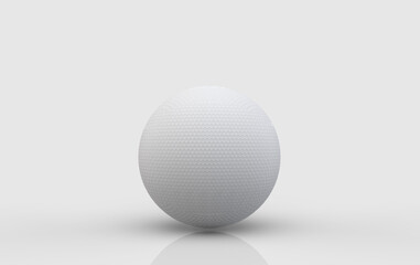 3d rendering. White Golf ball on gray wall background.